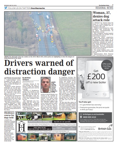 The Northern Echo’s report on the crash