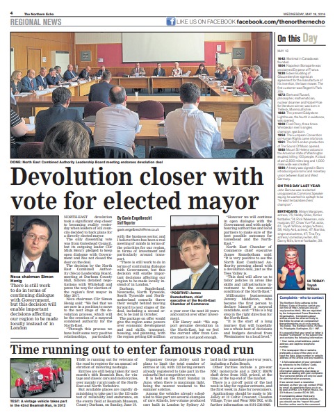 The Northern Echo’s report on the devolution deal