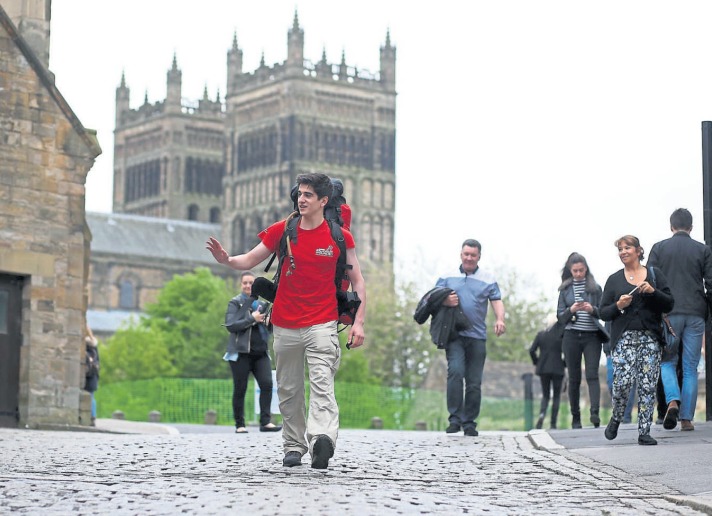 Durham University student Jordan Blunsom sets off on his 950-mile walk from Durham City to The Somme to raisemoney for Walking with the Wounded charity